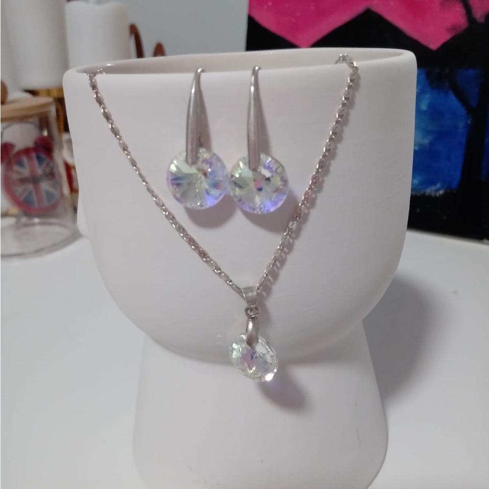 Elegant Silver Crystal Jewelry Set